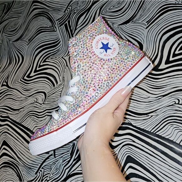 Bling Converse Shoes AB Rhinestones SIZE 9.5 - Picture 4 of 15